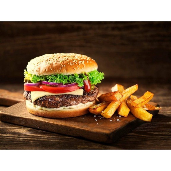 Chicken Patty Burger With French Fries